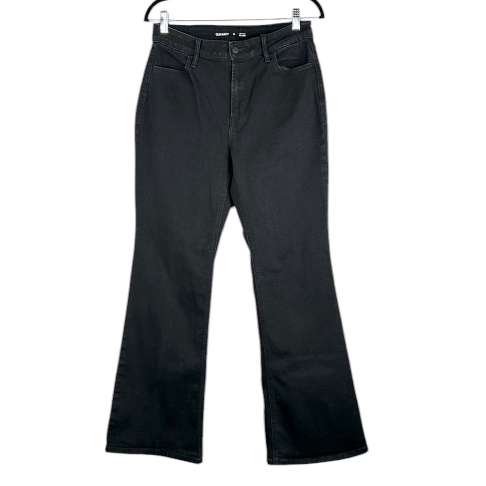 Old Navy Black High Rise Flare Wide Leg Boho Jeans with Stretch Size 10